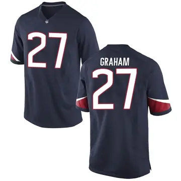 Men's Ian Graham UConn Huskies Nike Game Navy Football College Jersey