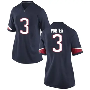 Women's Geordon Porter UConn Huskies Nike Game Navy Football College Jersey