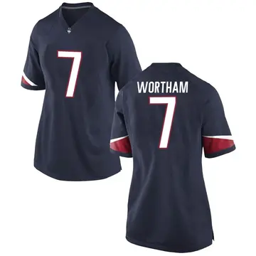 Women's Tre Wortham UConn Huskies Nike Replica Navy Football College Jersey